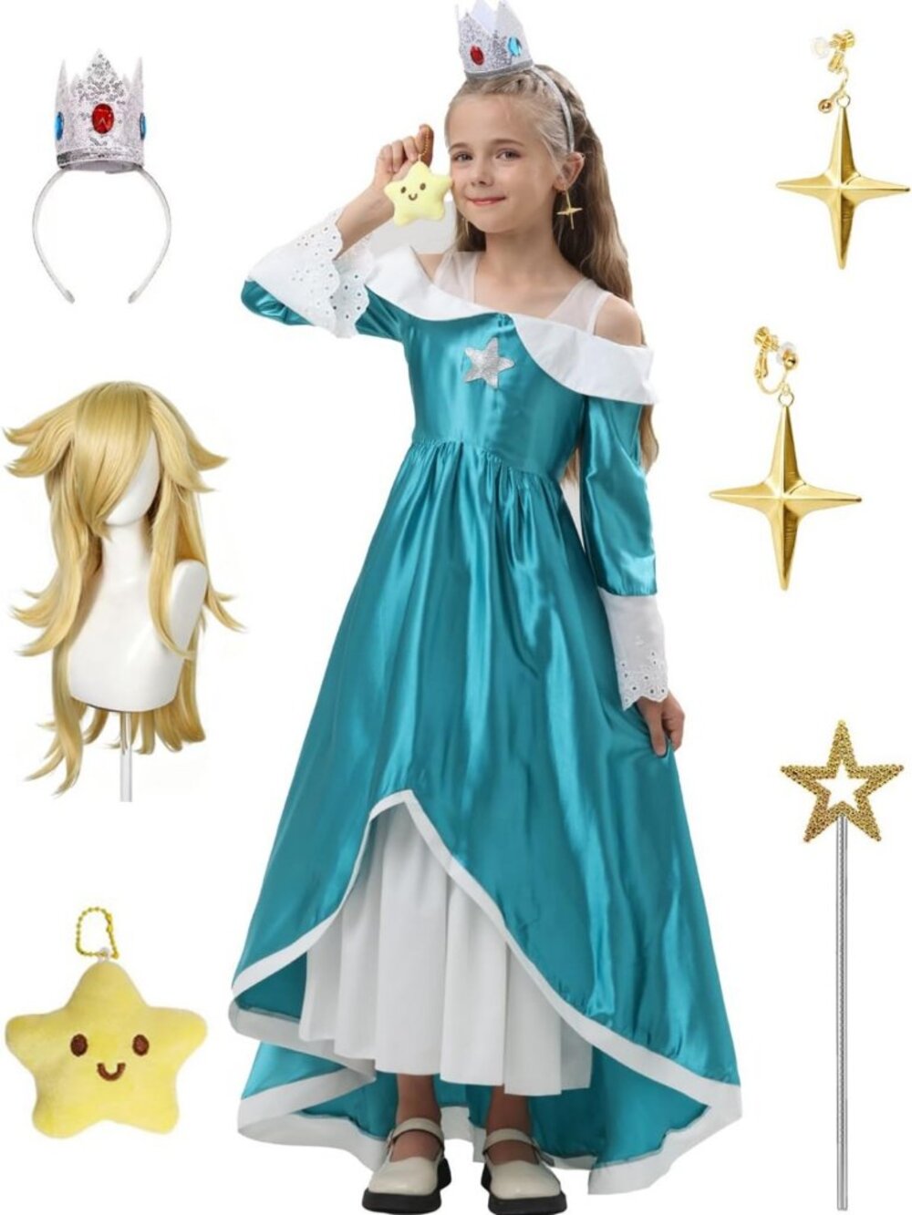 Teal Galaxy Princess Costume for Girls - Royal Cosplay Dress, Halloween Outfit